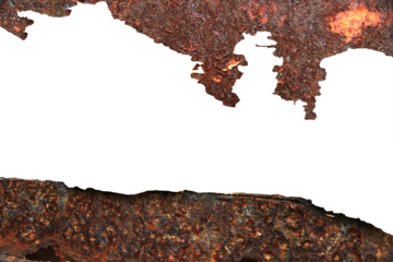 The old zinc for the wall is rusty and dirty isolated on white background.