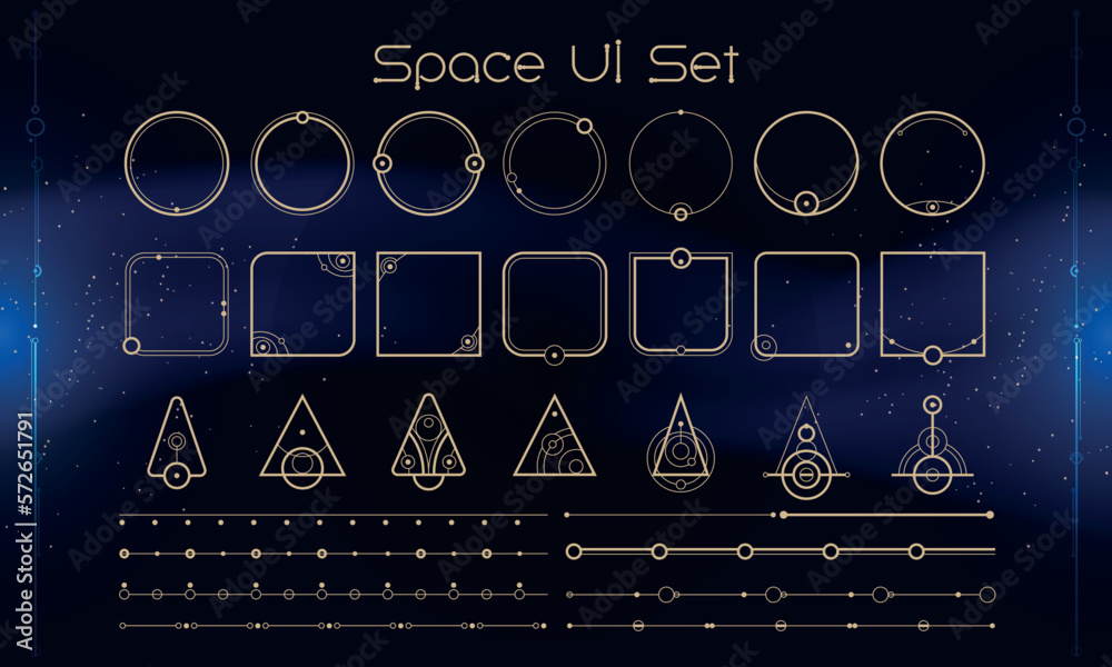 Sticker set of tribal user interface elements. space ethnic hud. good for game ui. vector illustration eps10