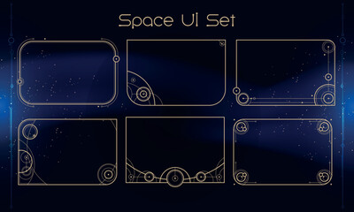 Set of Tribal User Interface Elements. Space ethnic HUD. Good for game UI. Vector Illustration EPS10