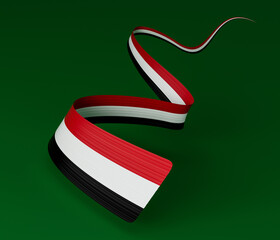 3d Flag of Syria Country, Shiny Wavy 3d Ribbon flag of Syria on Green Background, 3d illustration