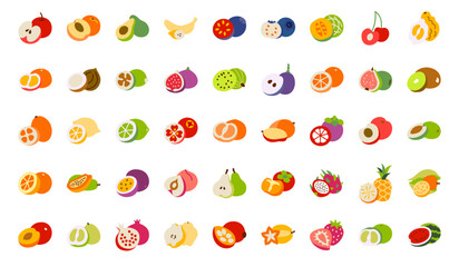 Set of fruit flat icon Icons