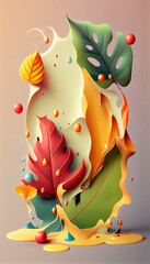 Abstract illustration background 3D of a beautiful leaves. Generative AI. 