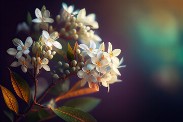 Obraz premium Jasmine Flowers, Illustration, Generative AI