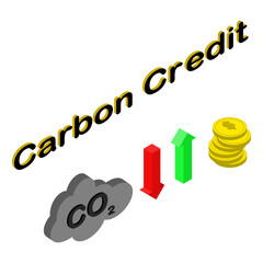Carbon credit exchange isometric 3d icon, vector illustration