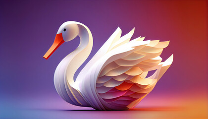 Illustration of a swan with a blurred background. Generative AI.