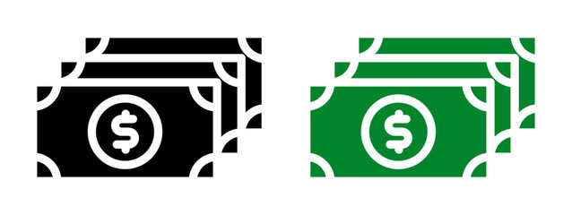 flat icon black and green dollars, vector illustration.