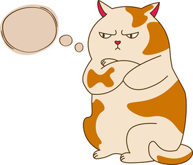 Angry fat spotty cat with quote bubble your text here