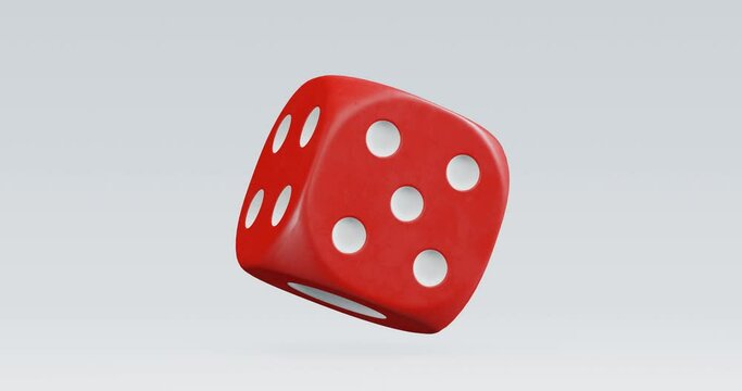 3d render of isolated rotating dice for casino or gambling concept.