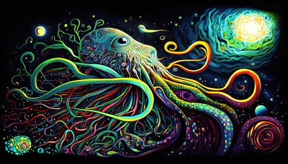 Surreal Fantasy Abstract Cosmic Space Horror Void Nightmare Background	