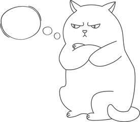 Outline angry fat cat with quote bubble your text here