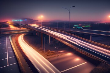 traffic on highway at night-Generate AI