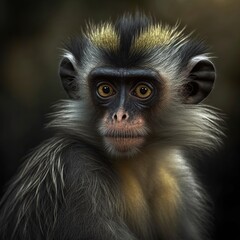 Obraz premium Aotus nigriceps Monkey Generative AI