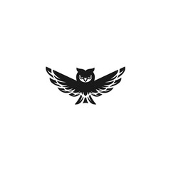 owl bird silhouette black logo concept template