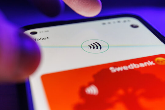 Gpay app on smartphone screen. Close up shot of google pay app