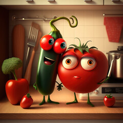 The Love and Laughter of My Tomato Jos. 3D Vegetable Illustration Characters