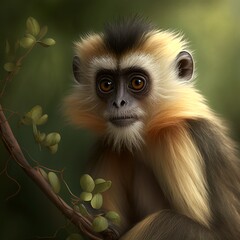 Fototapeta premium Callicebus vierai Monkey Generative AI