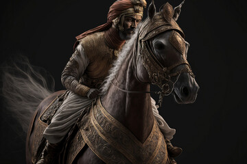 Reviving Ancient Arab Warriors through Generative AI: Historical Military Characters Set - obrazy, fototapety, plakaty