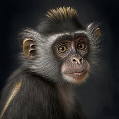 Fototapeta premium Saguinus fuscicollis mura Monkey Generative AI