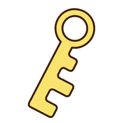 Cute doodle key from the collection of girly stickers. Cartoon color vector illustration.