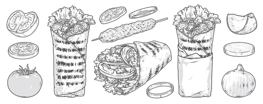 Donner kebab set monochrome emblems