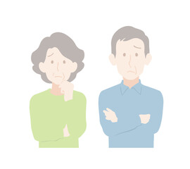 困る、悩む中年の男女、夫婦