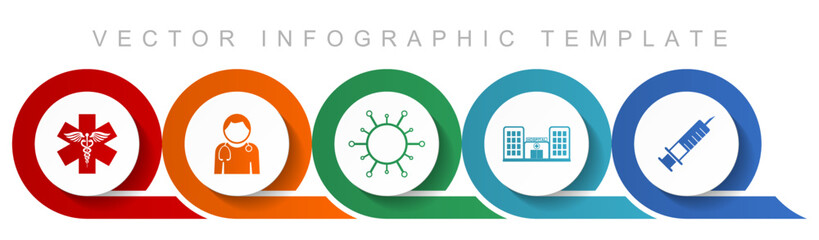 Healthcare icon set, miscellaneous icons such as emergency, doctor, virus, hospital and syringe for webdesign and mobile applications, flat design infographic vector template in eps 10