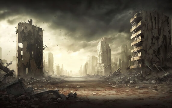 Apocalypse, ruined city 
