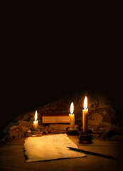 Vintage paper for writing on wooden background