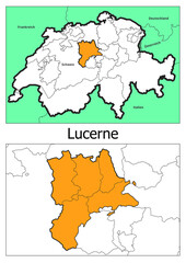 Obraz premium Schweiz Landkarte mit dem Kanton Lucerne Karte detailiert