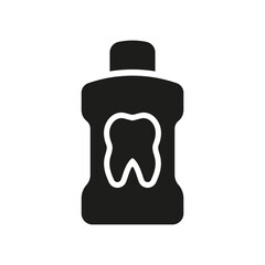 Mouthwash Bottle Silhouette Icon. Oral Rinse Glyph Pictogram. Dentistry Mouthwash Symbol. Laundered Clean and Freshness Mouth Sign. Tooth Whitening Treatment. Isolated Vector Illustration