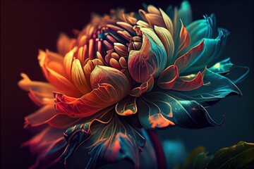 Peony. Bright colorful flower, universal background wallpaper for devices. Stunning macro shot of a flower in full bloom. Beautiful fantasy vintage flower. Generative AI