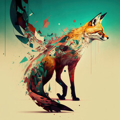 Fox in vector with a beautiful tail - generated by Generative AI