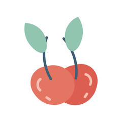 Vector illustration of cherry. Cherries in flat style