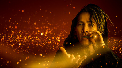 mysterious male shaman