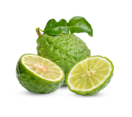 Fresh Bergamot with leaves isolated on transparent background