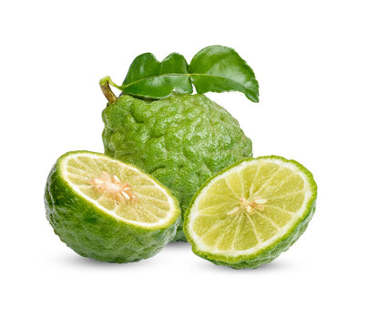 Fresh Bergamot with leaves isolated on transparent background