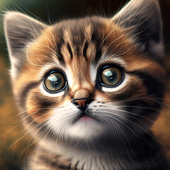 painted portrait of a cat