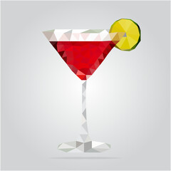 Polygonal abstract geometric low poly food eating menu restaurant fruit vegetables bevarages drink sweet hamburger fast food dessert coffee tea wine triangle pattern