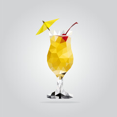 Polygonal abstract geometric low poly food eating menu restaurant fruit vegetables bevarages drink sweet hamburger fast food dessert coffee tea wine triangle pattern