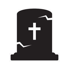 Obraz premium Funeral gravestone icon. Tombstone icon. Rip grave icon vector. Halloween vector illustration.