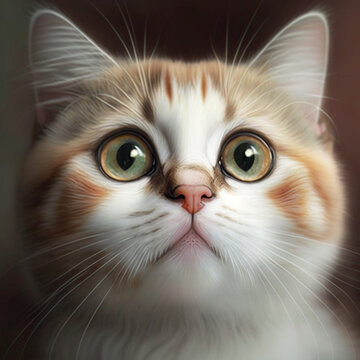painted portrait of a cat