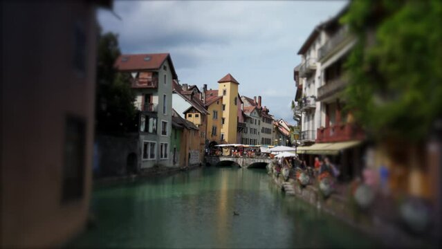Old antique ancient town of Annecy. Travel destination in touristic city. Traditional European architecture in France.
