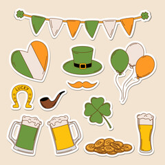 St. Patrick's day vector illustration set