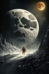 Obraz premium a man and the moon