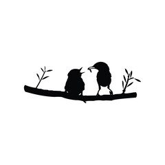 vector illustration of a mother bird sowing a chick on a tree branch