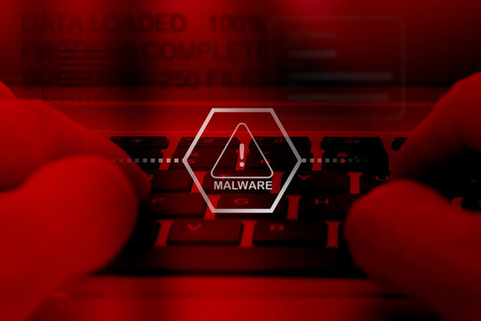 Malware attack virus alert , malicious software infection , cyber security awareness 