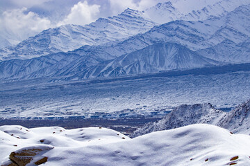 snow covered mountains in Ladakh