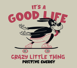 illustration of a dog skateboarding for t shirt design © basws