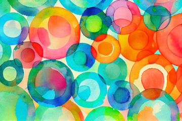 Watercolor pattern with overlapping colorful dots.