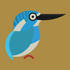 Flat design of perched Small Blue Kingfisher.
